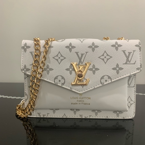 White and Gray Gold accent Women's Crossbody Bag - Picture 1 of 6
